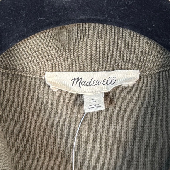 Madewell Olive Green Women's Cotton Zip Up Top - Picture 4 of 8
